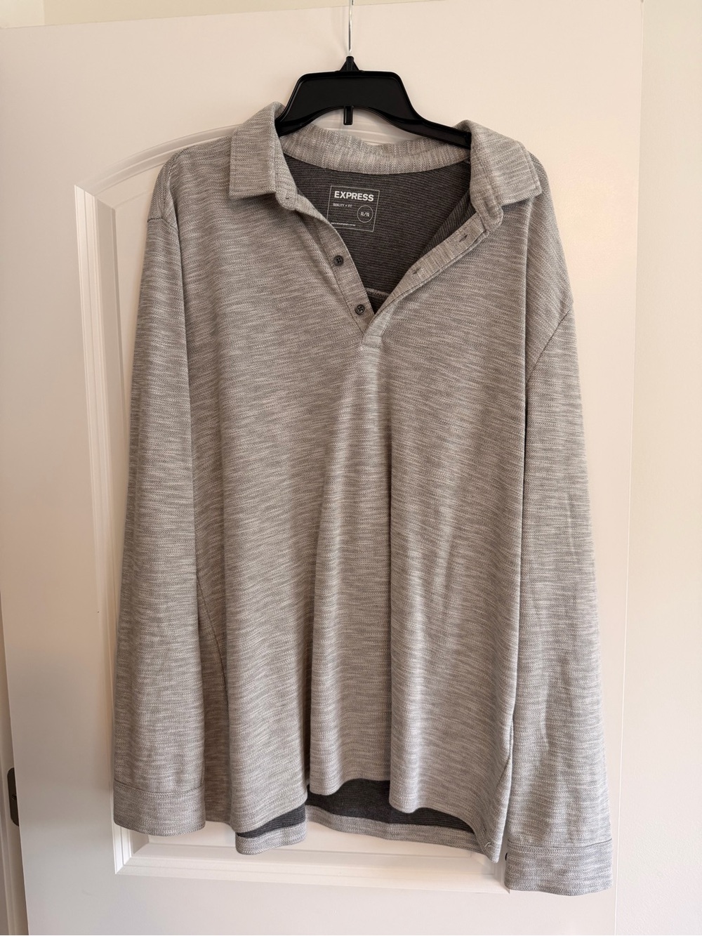 Express Light Gray Knit Polo Pullover